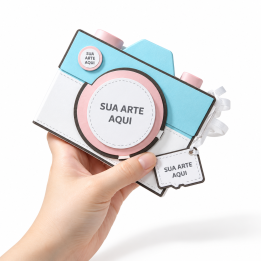 Caixa Câmera com Fotos Estilo Polaroid - Sua arte aqui