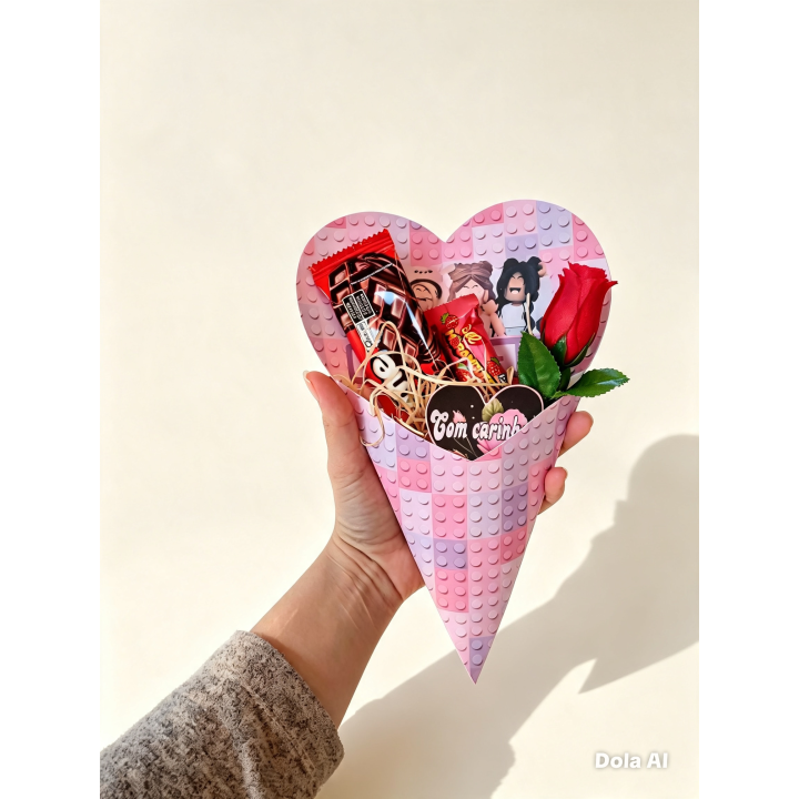 Buquê Coração LEGO com Doces