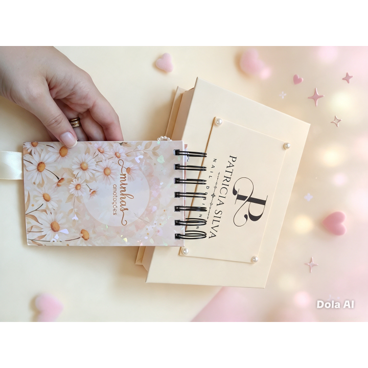 Exemplo de aplicação: Caixa Cartonada Personalizada com Bloquinho 20x15x5 cm